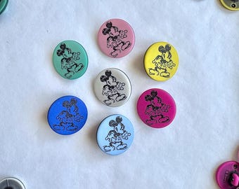 Disney Mickey Mouse Buttons - Kocher Buttons - Vintage - Sewing - Fancy Buttons - Colorful - Children&#39;s - Made in France - Collector