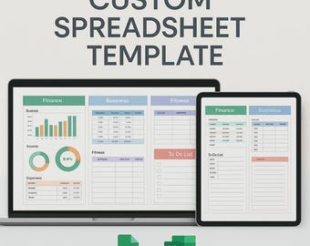 Custom Spreadsheet for Google Sheets & Excel | Custom Order Finance, Budget, Business, Fitness Spreadsheet | Planners, To Do List Template