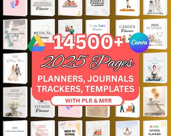 2025 Planner Canva Templates: PLR Mega Bundle, Digital Planners (Digital Download)