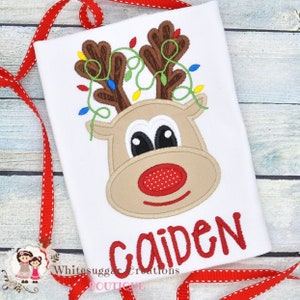 Baby Boy Christmas Reindeer Shirt Toddler Reindeer Outfit, Baby Boy Gift Embroidered Boy Reindeer Personalized Outfit 画像 2