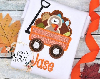 Thanksgiving Boy Outfit, Turkey in a Wagon Shirt, Toddler Turkey Shirt, Thanksgiving Custom Tee, Baby Boy Turkey Shirt, Boys Holiday Gift