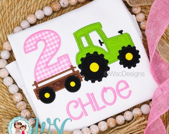 Personalized Tractor Birthday Shirt, Baby Girl Farm Birthday Shirt, Toddler Girl Tractor Shirt, Baby Tractor Shirt, Farm Girl Tractor Shirt