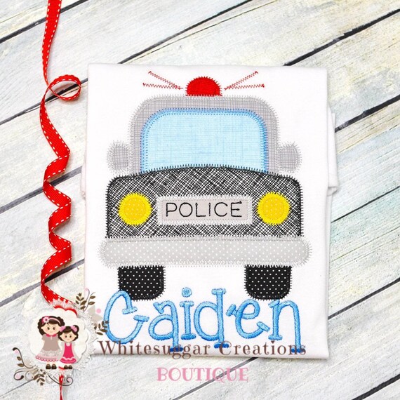 Embroidered Police Car Shirt - Personalized Baby Boy Tee