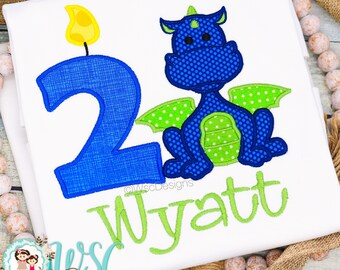 Boys Dragon Birthday Party Embroidered Shirt, Toddler Dragon Party Outfit, Boy Birthday Shirt with Name Ages 1 2 3 4 5 6 7 8
