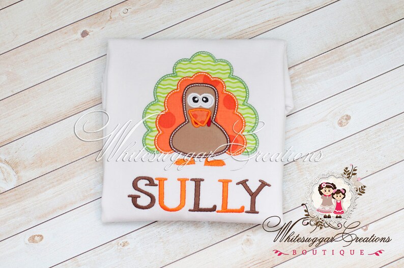 Baby Boy Personalized Holiday Gift Boy Turkey Embroidered Bodysuit Thanksgiving Turkey Applique Shirt