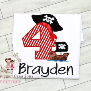 Pirate Birthday Shirt, Personalized Toddler Boy Pirate Birthday T shirt, Pirate Birthday Party Outfit