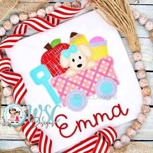 Personalized Back to School Shirt | Embroidered Applique Puppy Wagon Tee
