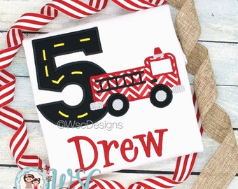 Personalized Firefighter Birthday Shirt | Embroidered Applique Number Tee