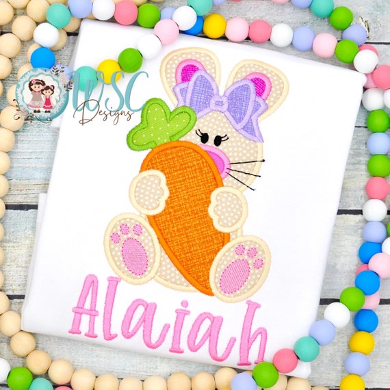 Baby Girl Easter Bunny Shirt, Toddler Girl Easter Bunny Tshirt, Monogrammed Kids Bunny Shirt, Easter Shirt For Toddler Girls