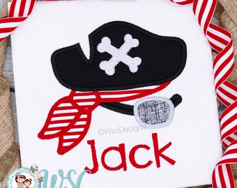 Pirate Eye Patch Embroidered Shirt with Name, Toddler Boys Custom Pirate Shirt, Toddler Pirate Custom Shirt, Kids Personalized Pirate Tee