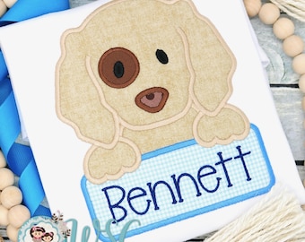 Personalized Baby Boy Shirt, Toddler Boys Dog Shirt with Name, Embroidered Puppy Shirt for Baby and Toddler, Custom Dog Shirt Gift