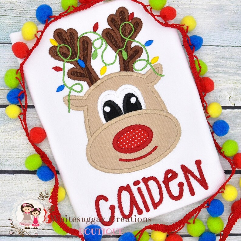 Baby Boy Christmas Reindeer Shirt Toddler Reindeer Outfit, Baby Boy Gift Embroidered Boy Reindeer Personalized Outfit 画像 1