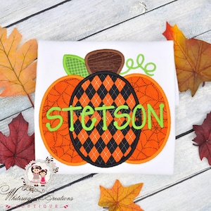 Personalized Halloween Pumpkin Shirt - Embroidered Holiday Tshirt - Boys Halloween Tee