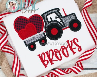 Toddler Boy Valentines Day Shirt, Tractor Valentine Shirt, Boy Valentine Outfit, Baby Boy Valentine Outfit, First Valentine Shirt