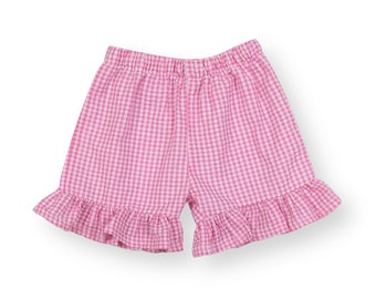 Red, Pink, Purple Seersucker Gingham Shorts for Girls - Add on ONLY - Will be canceled if purchased without tee