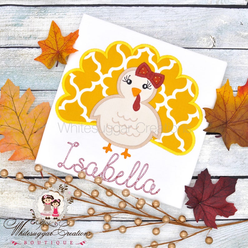 Fall Personalized Gift First Thanksgiving T-shirt Embroidered Toddler Shirt Thanksgiving Turkey Girl Shirt Girl Thanksgiving Outfit