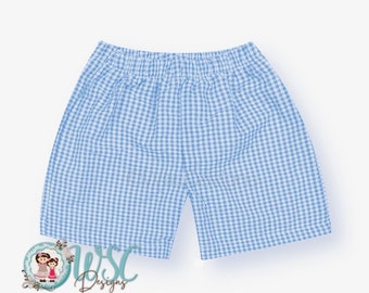 Blue, Red Seersucker Gingham Shorts for Boys - Add on ONLY - Will be canceled if purchased without tee