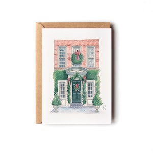 Carte postale "Façade de Noël" • impression, aquarelle, papeterie • A6 • Carte à message, façade, carte de vœux, fêtes de fin d'année