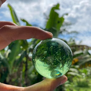 Bubble green andara crystal ball carving A-09