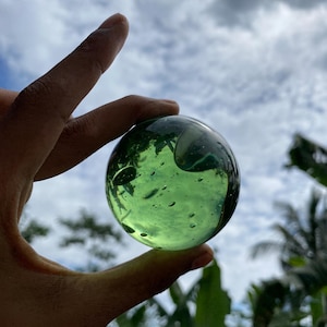 Bubble green andara crystal ball carving A-03