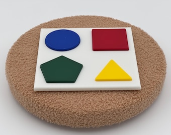 Shape sorting puzzle, 3D printed PLA, 4 shapes
