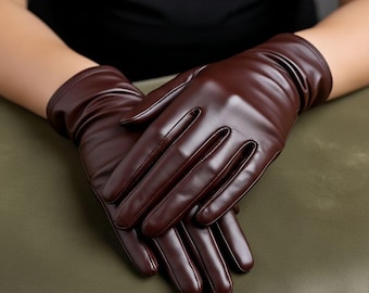 Luxury Soft Genuine Leather Gloves for Women - Classic Brown Driving & Dress Gloves Luxury Soft Genuine Leather Gloves for Women - Classic Brown Driving & Dress Gloves
