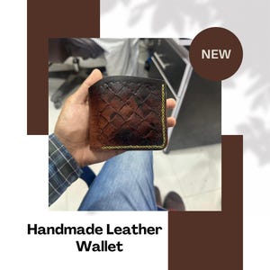 Cartera de cuero curtido vegetal hecha a mano / Tarjetero plegable / El mejor regalo para él