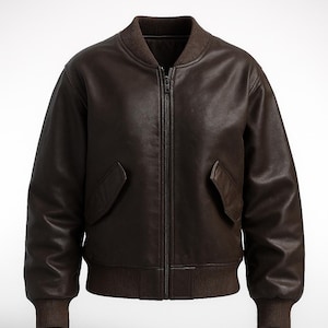 Dark Brown Leather Bomber Jacket | Bomber Jacket | Handmade Vintage Style Outerwear by Goraya Leather