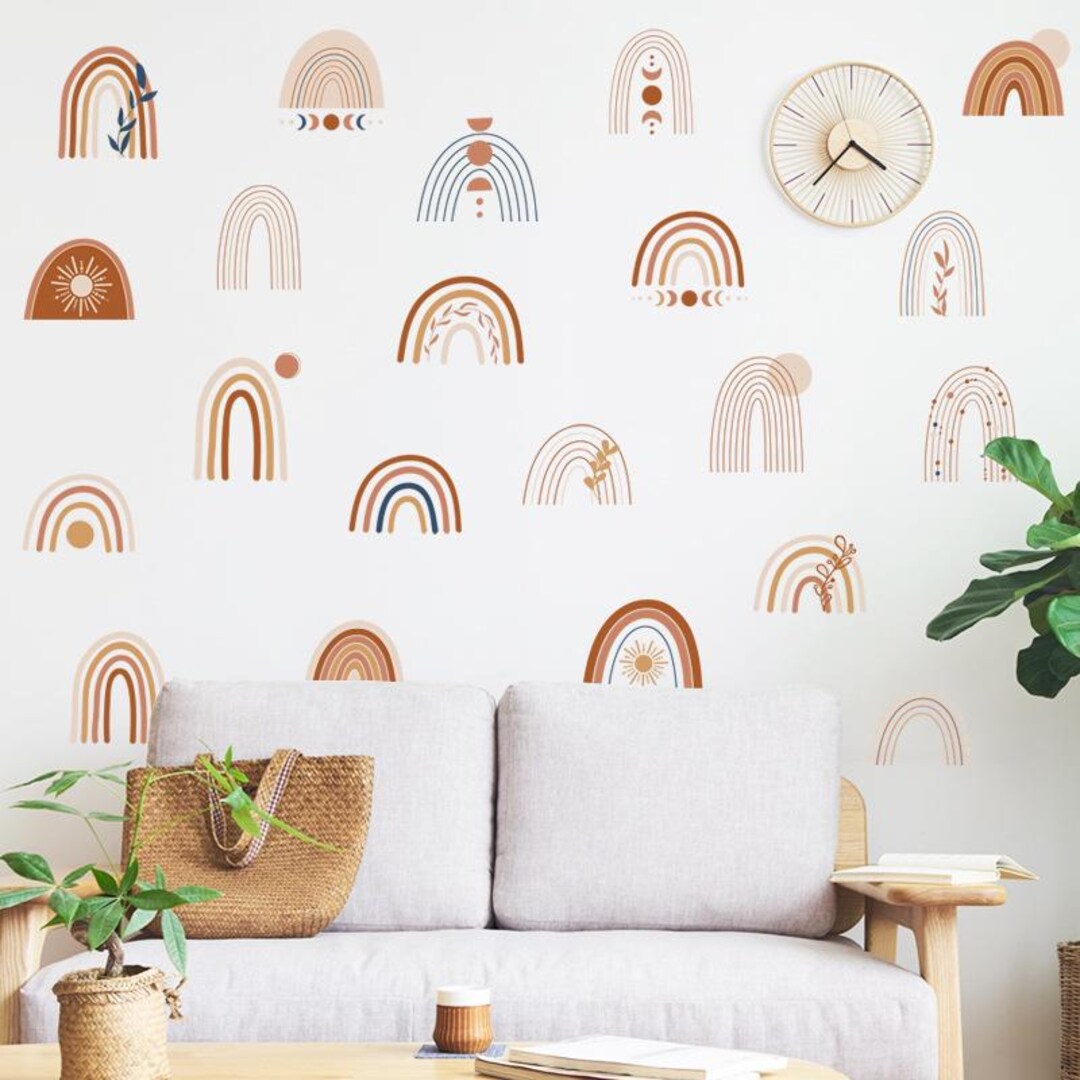 Watercolor Boho Rainbow Wall Decals - Neutral Nursery Wall Decor, Kids ...