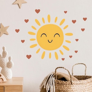 Cartoon Cute Smile Sun Wall Stickers for Kids Room Wall Decals Living Room Furniture Baby Room Decor Bedroom Decoration