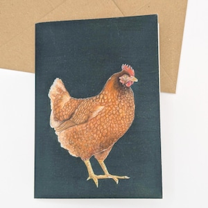 de voeux de peinture de poulet | Vierge à l'intérieur de toutes les cartes de vœux | Carte d'anniversaire pour les amoureux de la nature | Peinture animalière spirituelle poule