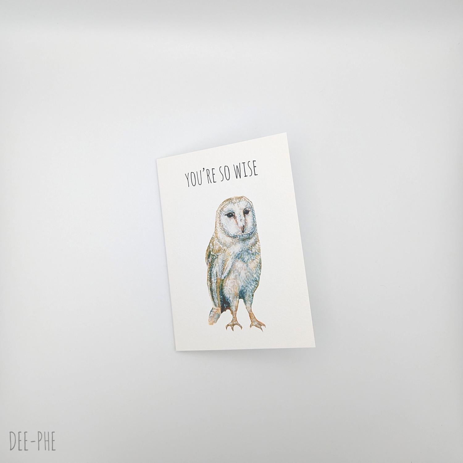 Funny Owl Card – You’re So Wise | Cute Owl Greeting Card | Teacher Thank You Card | Anim