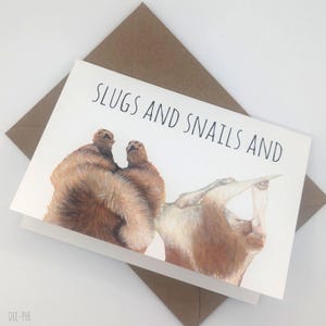 Les limaces, les escargots et les queues de chiots | C'est une carte de félicitations de garçon | Nouveau bébé pour amoureux des chiens | Carte rigolote pour baby shower de grossesse