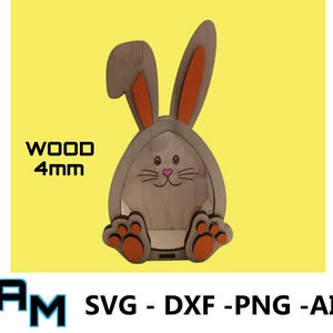 Coniglio Bunny Pasqua File Download cut laser svg dxf ai png lbrn wood