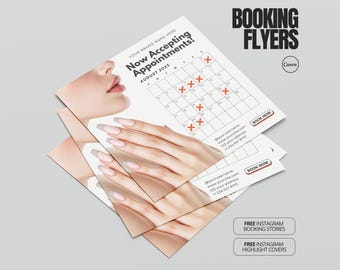 Nail Tech Appointment Flyer Template Editable Canva Booking Sheet Printable Book Now Flyer Nail Salon Marketing Beauty Business Design