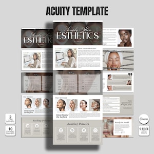 Sjabloon voor schoonheidsspecialiste Acuity-planningssjabloon Websitesjabloon voor schoonheidsspecialiste Canva-sjabloonontwerp voor schoonheidsspecialiste Boekingen Afspraakplanning