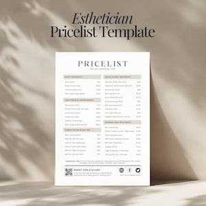 Kosmetyczka Edytowalny Boho Cennik Szablon Znak Płatności QR Wydrukowany Cennik Przewodnik Edytowalny Arkusz Cen Salon DIY Cennik Szablon