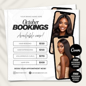Hair Stylist Booking Flyer Template Editable Canva Appointment Sheet Printable Hairdresser Book Now Flyer Salon Marketing Beauty Business