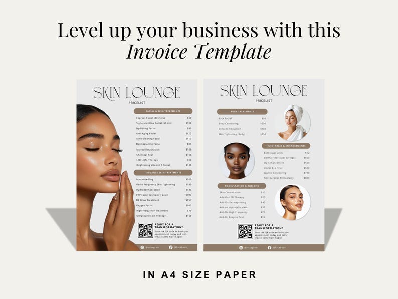 QR Payment Sign Esthetician Price List Template Editable Canva ...