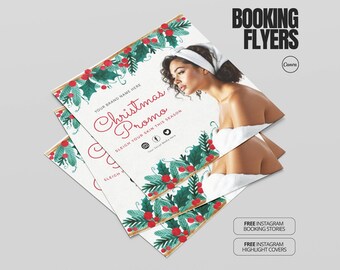 Mall för julhandelsflyer för skönhetsspecialist, redigerbar bokningslista, spa-möten, Canva-design, julkampanj, utskrivbar skönhetskampanj för företag