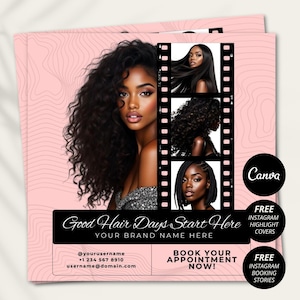 Hair Stylist Booking Flyer Template Editable Canva Appointment Sheet Printable Book Now Flyer Salon Marketing Hair Business Design