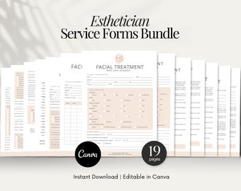 Esthetician Client Intake Form Consent Document Service Consultation Skincare Treatment Record Aftercare Notes Facial Release Tracker Form