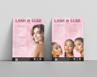 Lash Tech Pricelist Template Editable Canva QR Code Payment Sign Printable Price Guide Lash Artist Pricing Sheet DIY Salon Price List Design