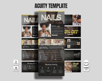 Szablon harmonogramu Nail Tech Acuity Szablon witryny Nail Tech Szablon Canva Projekt rezerwacji paznokci Harmonogram wizyt Nail Tech