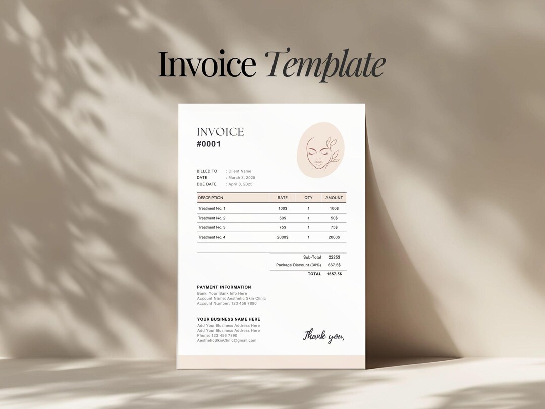 Minimalist Invoice Template Editable Invoice for Small Business ...