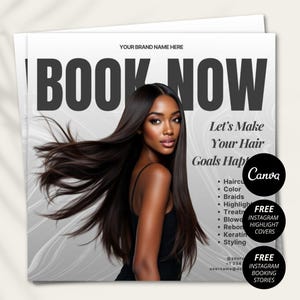 Hair Appointment Flyer Canva Template Hair Stylist Booking Flyer Editable Salon Marketing Printable Business Book Now Design Flyer Template