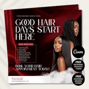 Hair Booking Flyer Template Editable Canva Appointment Sheet Hair Stylist Printable Book Now Flyer Salon Marketing Business Design Template