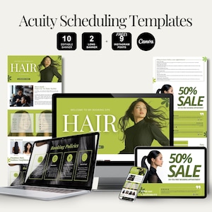 Acuity Scheduling Hair Stylist Website Template Editable Canva Design DIY Hair Salon Booking Page Hair Acuity Scheduling Template Design