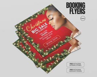 Christmas Lash Booking Flyer Editable Canva Template Lash Artist Holiday Appointment Flyer December Books Open Lash Salon Printable