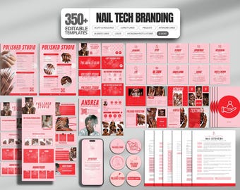 Nail Tech Branding Kit Nail Acuity Template Nail Booking Canva Design Editable Nail Business Card Salon Flyer Set Instagram Marketing Bundle